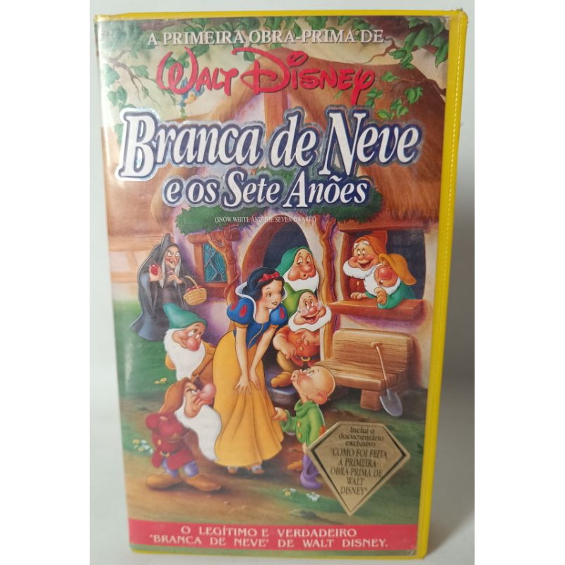 VHS Branca de Neve e Os Sete Anões Dublado Walt Disney fita desenho infantil clássico raridade colecionador