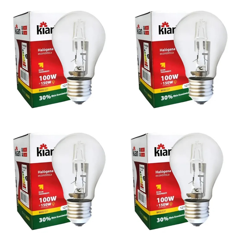 Kit 4 Lâmpada Incandescente 100w150w 127v220v aguenta calor churrasqueira granja