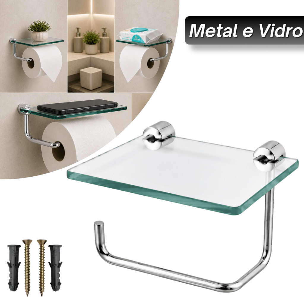 Suporte Para Papel Higiênico com Porta Celular. Papeleira Porta Papel Higiênico Porta Celular Luxo