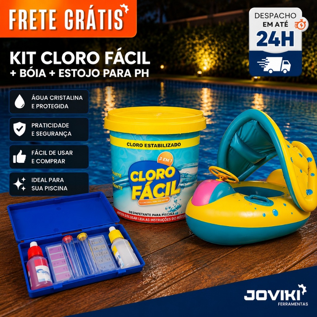 Cloro Fácil Bóia e Estojo De Teste