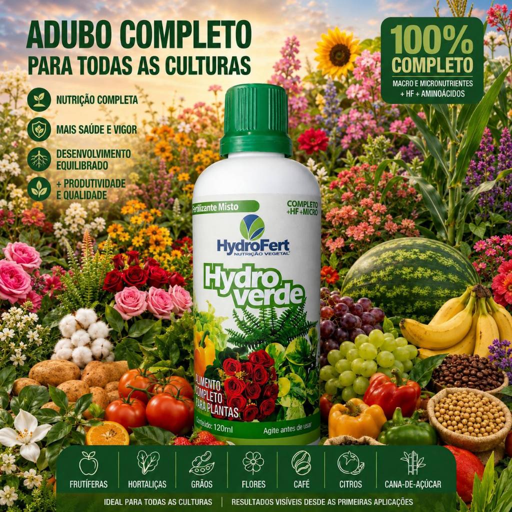 Adubo Líquido Completo Para Samambaias, Folhagens, Frutas Hydroverde - Hydrofert