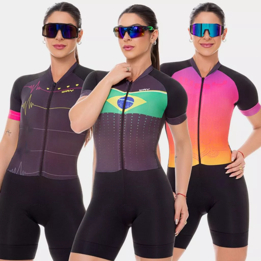 Macaquinho de Ciclismo Feminino Macacão Acolchoado Forro Espuma Roupa Confortável Bike Pedal Mtb