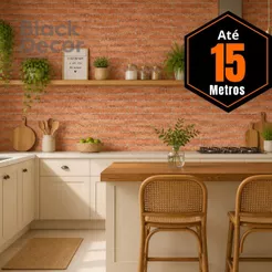 Papel de Parede Premium Rolo 5 Metros Autoadesivo Tijolinho Rústico Sala Quarto 5m x 45cm fwb