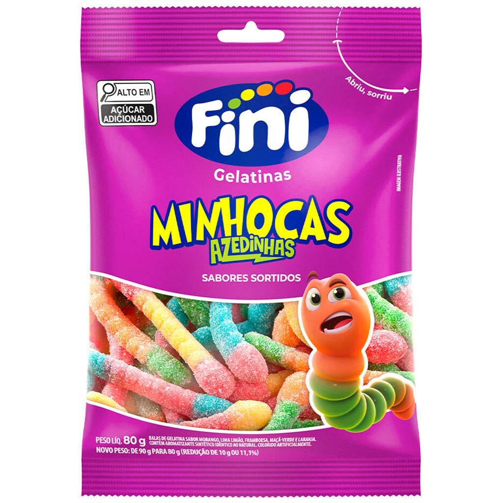 Bala de Gelatina Minhocas Cítricas 80g - Fini