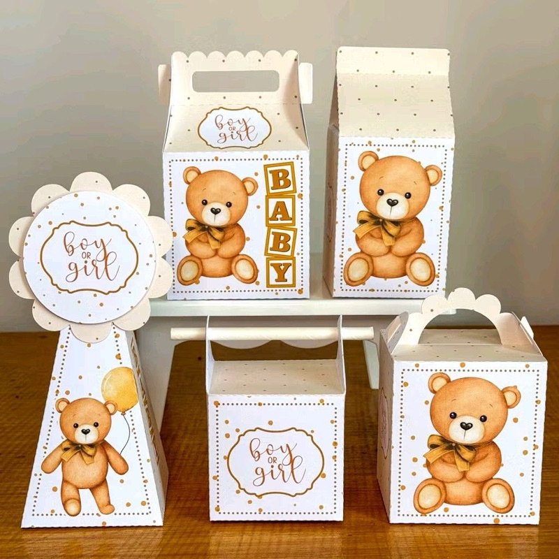 Lembrancinha personalizadas ( PEGUE E MONTE ) Kit Festa Ursinho | Caixa Surpresa para Chá Revelação