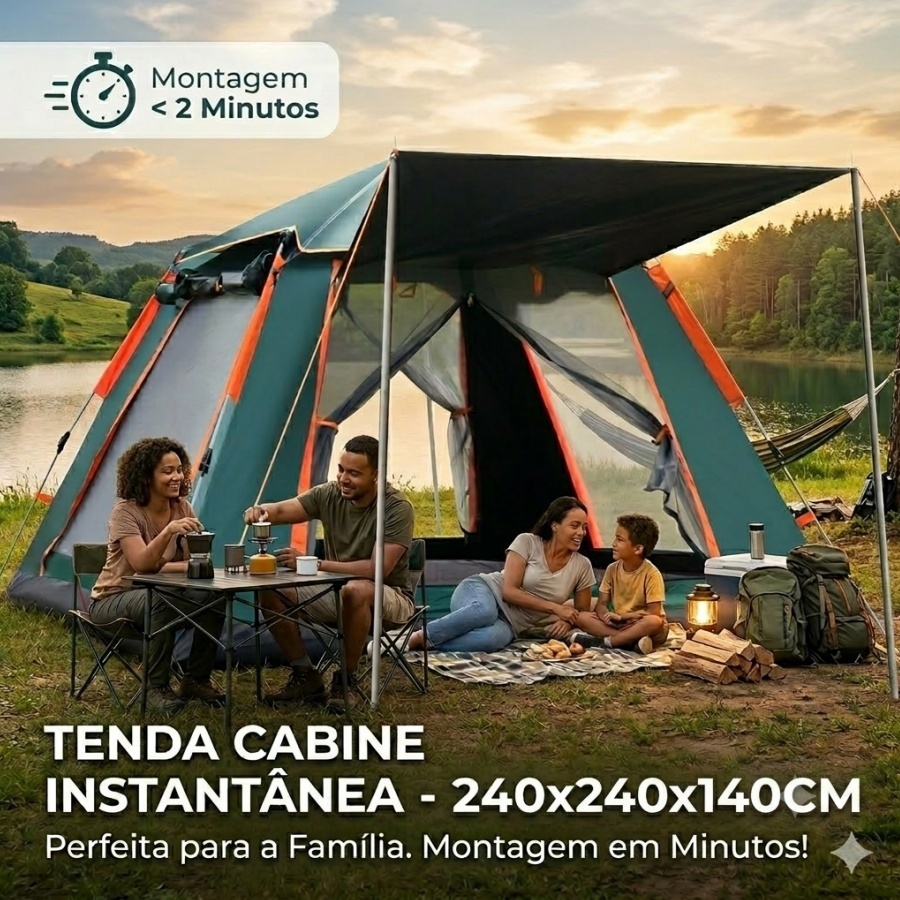 Barraca Automática Joyfox Camping 5-8 Pessoas Impermeável UPF 50+ Verde