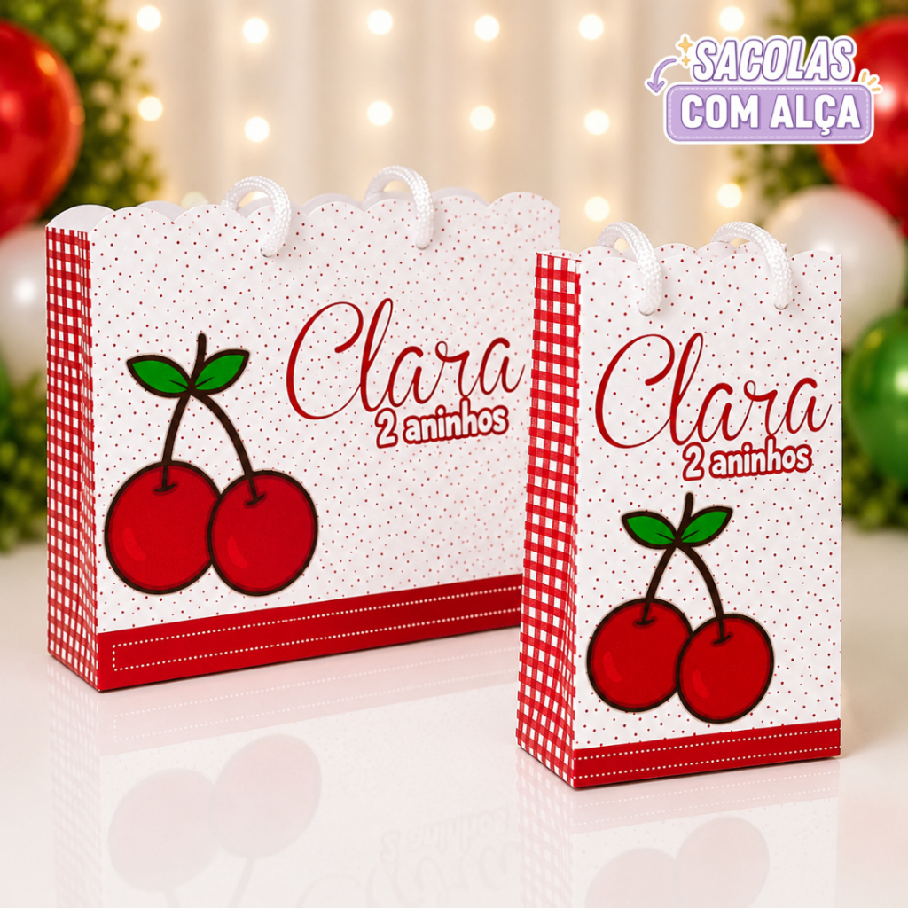 Sacolinha Surpresa Cerejinha Pegue e Monte Personalizada | Lembrancinhas Festa Infantil 💜