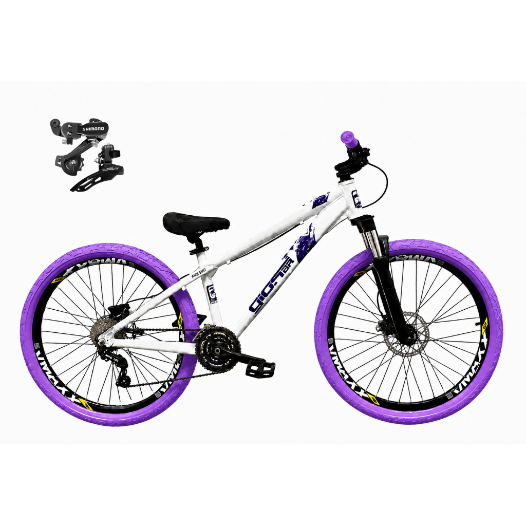 Bicicleta Aro 26 GIOS Frx-Evo Câmbios Shimano 21v Freio a Disco Freeride Downhill Aro Vmaxx DH Pneu Flame