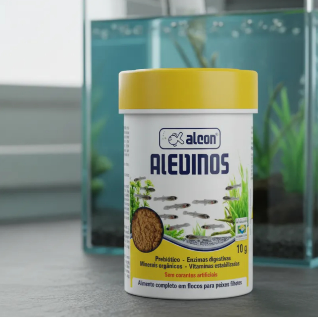 Ração Alcon Alevinos 10g Alimento Completo Para Filhotes de Peixes