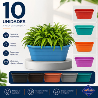 Kit 5 a 10 Vasos para plantas parede Arandela duplo cuia meia lua plástico 6L
