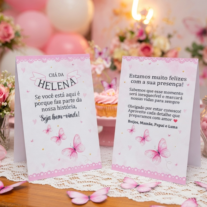 Centro de mesa agradecimento chá de bebê aniversário festa infantil jardim das borboletas