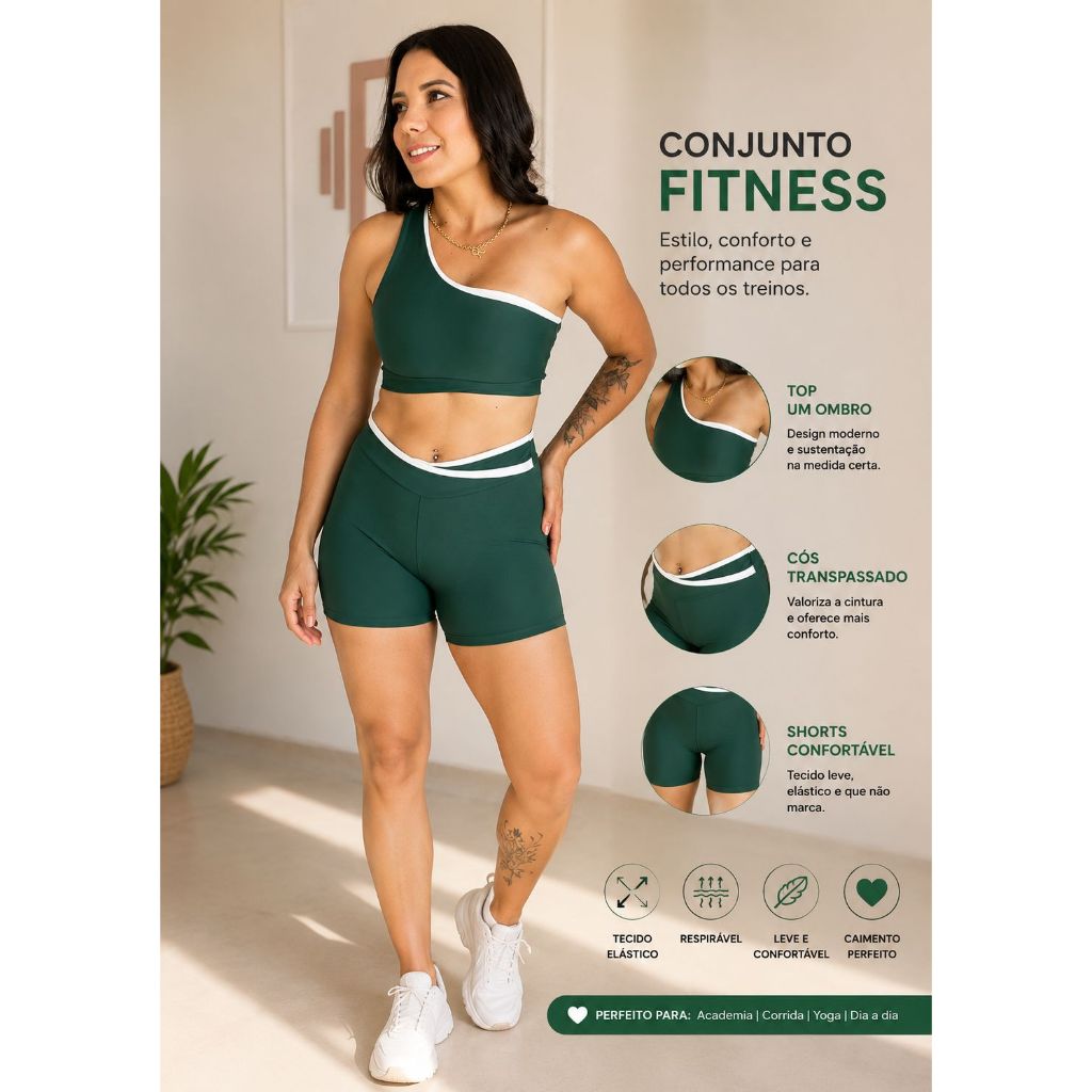 Conjunto Feminino Academia Poliamida Zero Transparência Conforto Fitness