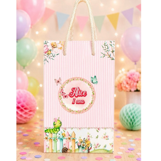 SACOLINHA PERSONALIZADA JARDIM ENCANTADO LEMBRANCINHA FESTA JARDIM ENCANTADO
