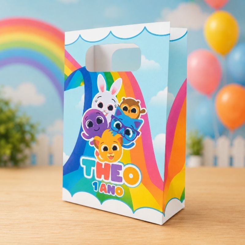 Sacolinha Personalizada Bolofofos Azul Menino (PEGUE E MONTE) Sacolinha Surpresa Lembrancinhas para festa