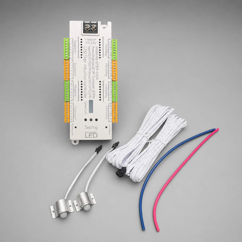 Central Controladora Escada 32 Degraus Sensor De Presença 12V 24V
