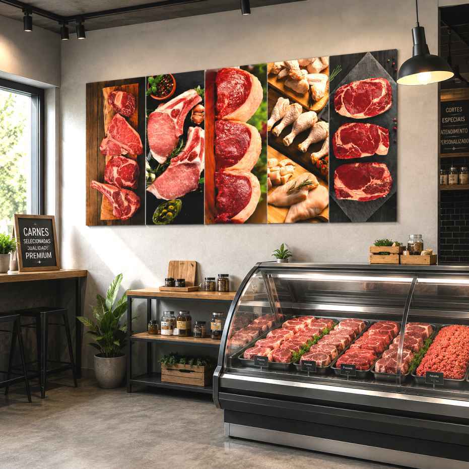 Adesivo Carnes Picanha Alcatra Para Açougues E Mercados 2x1m S321