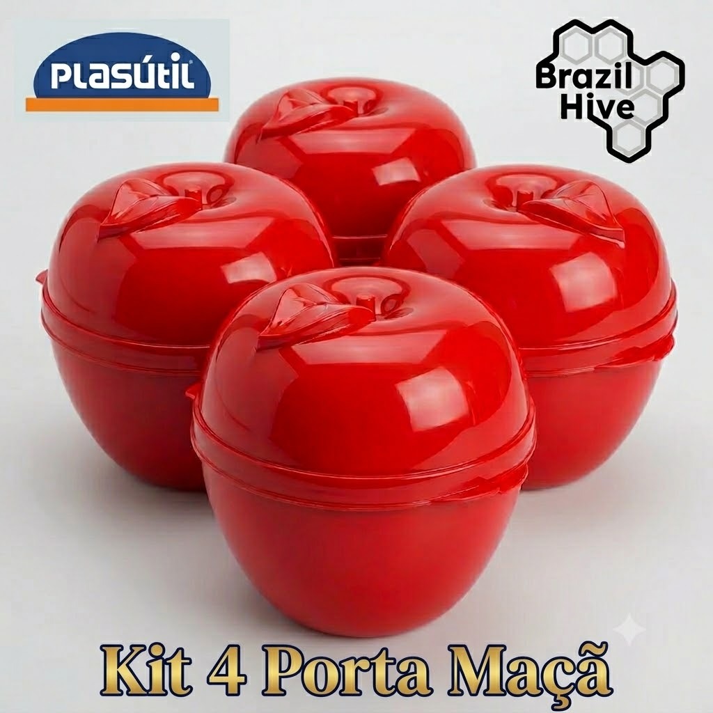 KIT 4 POTES PORTA MAÇÃ PROTETORES PORTA MIX PLASÚTIL PARA MOCHILAS E LANCHEIRAS