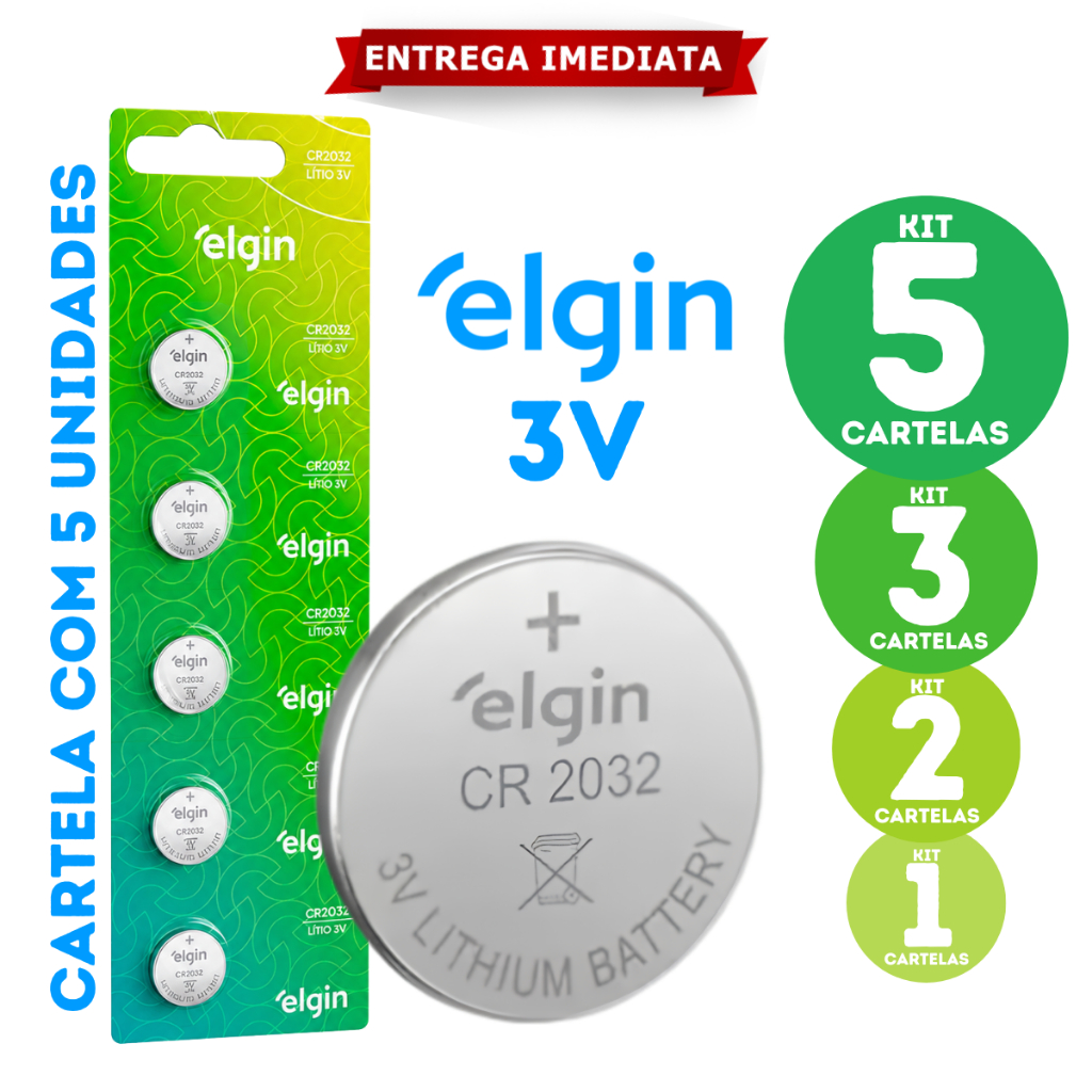 Baterías De Lítio Elgin 5 Cartelas com 10 Unidades