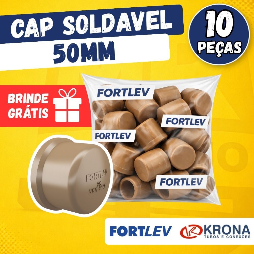 Kit Cap 50mm Marrom Tampão Soldavel 50mm Tubo Soldavel 3, 5 e 10 Peças Conexão Hidráulica Fortlev