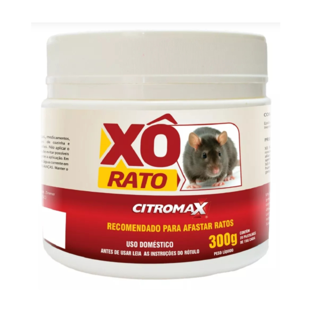 XO Rato Citromax 300g Repelente para Ratos em Pastilhas Uso Doméstico
