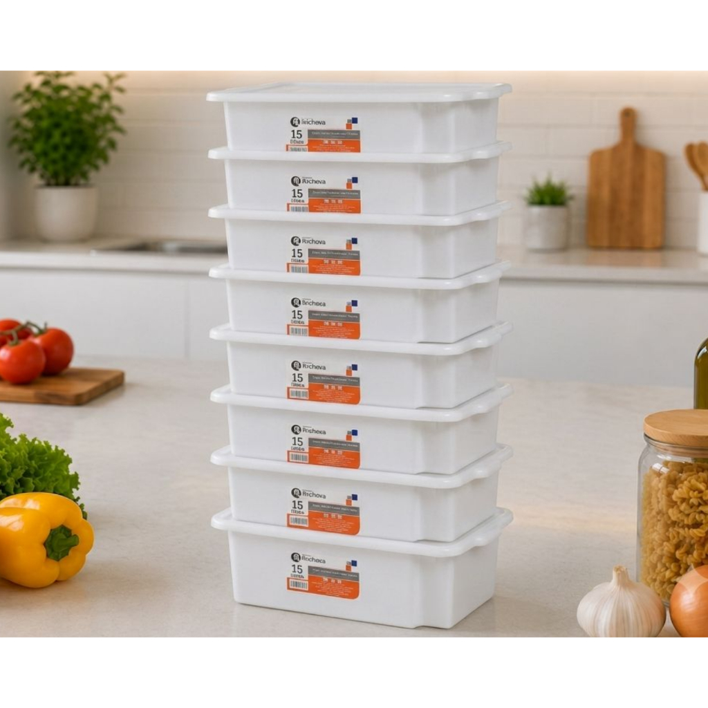 Conjunto Kit 8 Caixa Bandeja Com Tampa Frigorifica Açougue Aves Carnes Multiuso 15l Rischioto Casa Cozinha Armazenamento