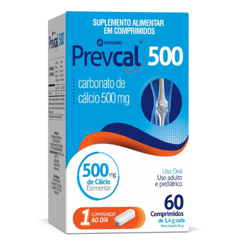 Prevcal 500mg - Suplemento de Cálcio Elementar para Saúde dos Ossos e Músculos