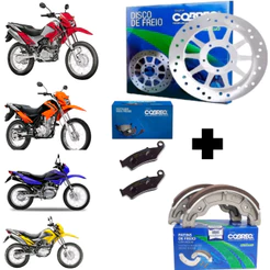Kit Disco Freio Dianteiro + Pastilha + Lona Patim Sapata Traseiro NXR BROS 150 2003 até 2015 Cobreq