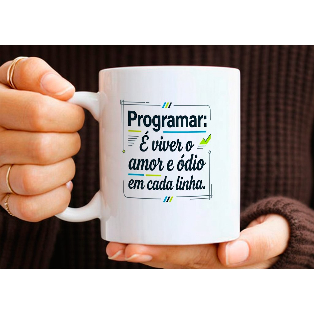 Caneca Porcelana Desenvolvedor Software Programador Xícara Presente Nerd Cerâmica Geek TI 325ml