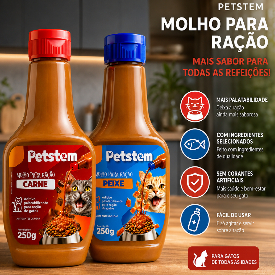 Molho Especial Para Ração Gatos Cremoso Petstem 250g