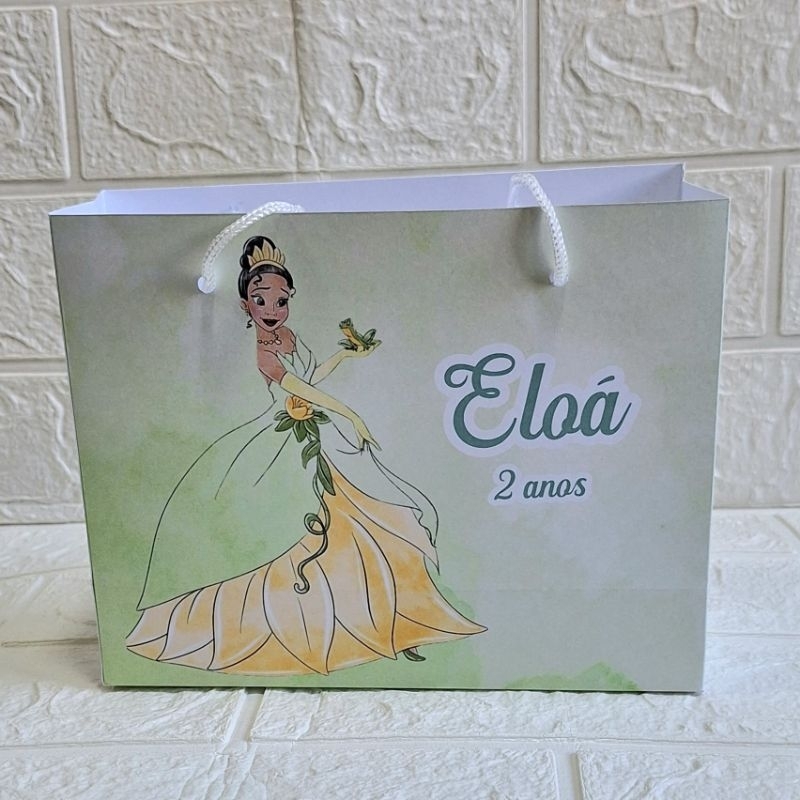 Sacolinha Personalizada Princesa Tiana A Princesa e o Sapo Lembrancinhas de Festa
