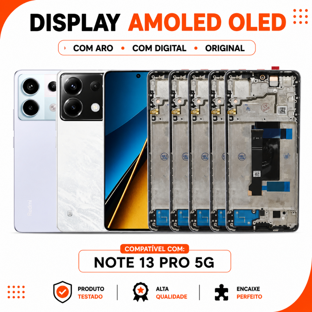 Tela Redmi Note 13 Pro 5G Display Amoled Frontal Com Aro Moldura 100% Original C