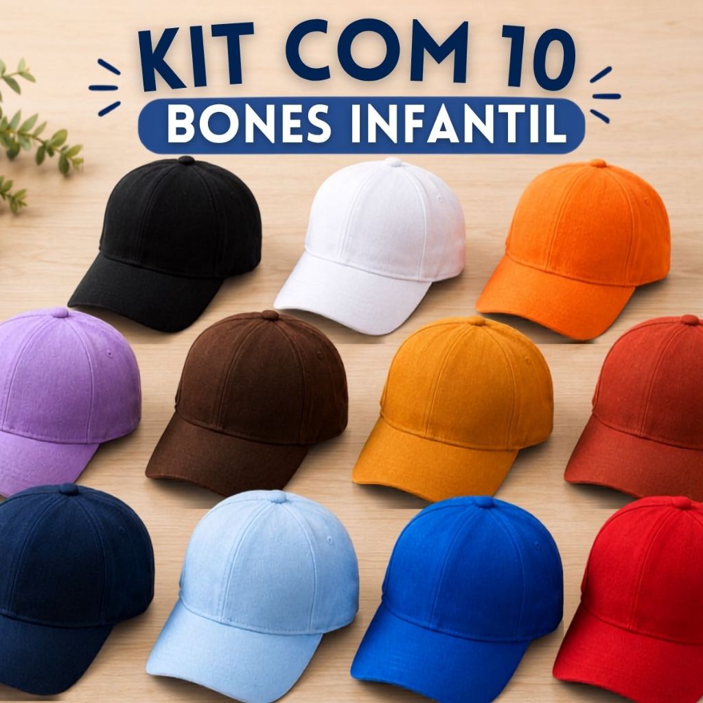 Kit com 10 Bonés Infantil Unissex – Estilo, Conforto e Diversão para o Dia a Dia!