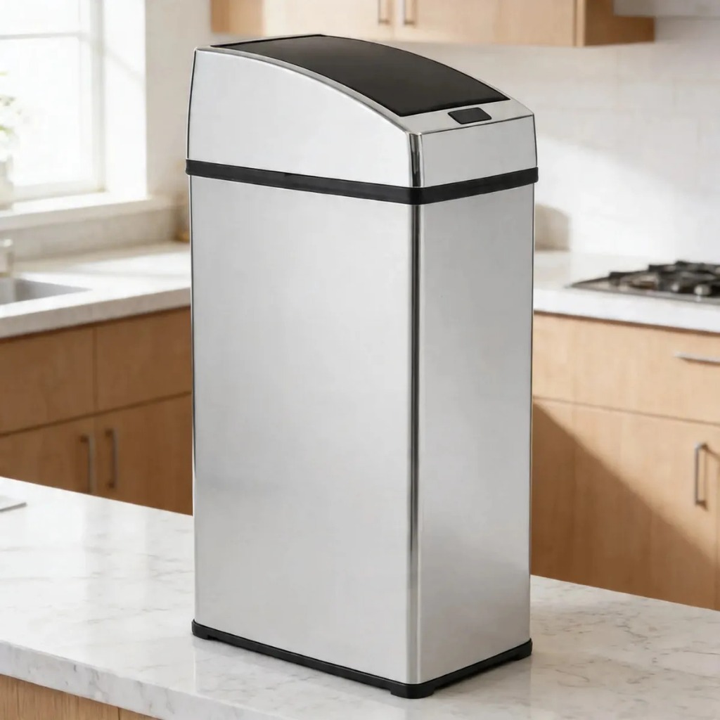 Lixeira Automática Inox Polido 6L com Sensor de Presença Quadrada Kazalinda