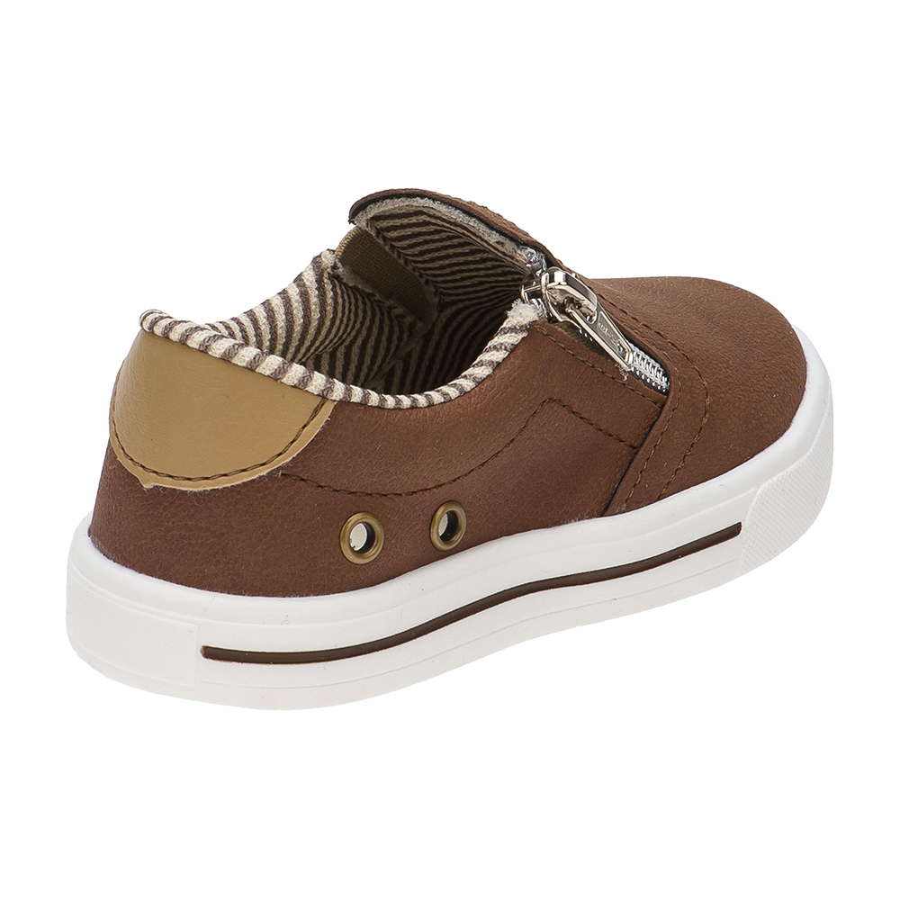 Tênis Infantil Menino Slip on Zíper Elástico Marinho Marrom Casual Confortável 22337 Pequito · foto 2