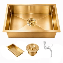 Cuba Gourmet Cozinha 50x40 Completa Aço Inox 304 Escovado Dourada