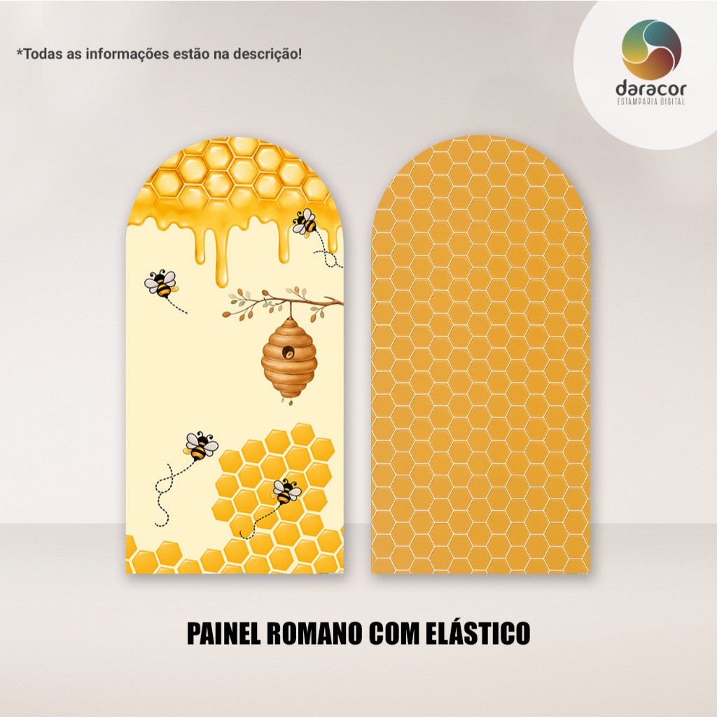 Capas de Painéis Verticais Abelha Feliz - Retangular c/ Overlock e Romano c/ Elástico Tam Diversos OPÇÕES INDIVIDUAIS