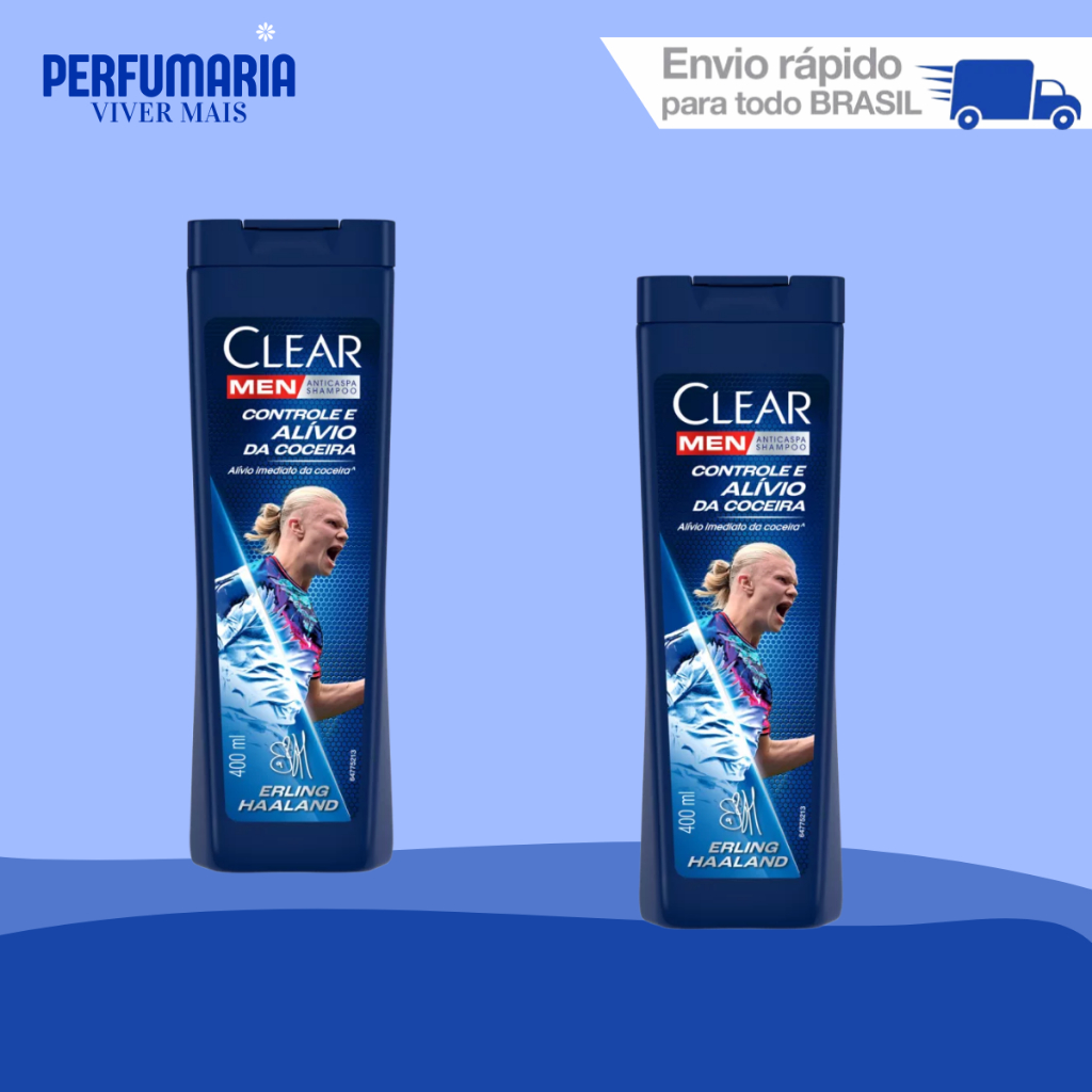 2 SHAMPOO CLEAR 400ML MEN ANTICASPA CONTROLE E ALÍVIO DA COCEIRA.