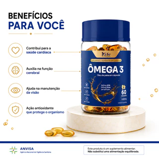 Ômega 3 Life In Premium 1000mg 60 Cáps - | 360mg EPA + 240mg DHA | Alta Absorção.