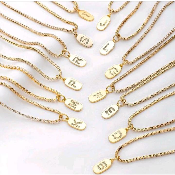 Colar Riviera Letra Inicial- Dourado e Prata- Colar Feminino Brilhante