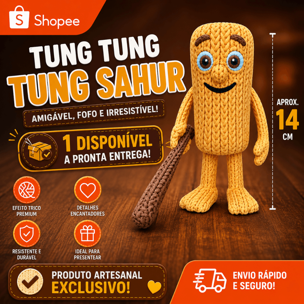 Boneco Tung Tung Tung Sahur Viral TikTok 14cm Colecionável Geek