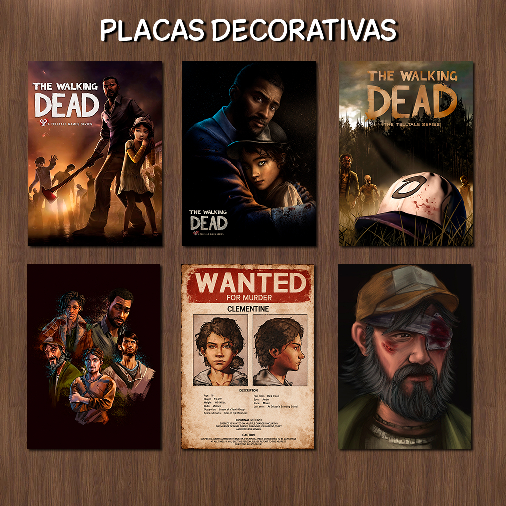 Placa Quadro Decorativo The Walking Dead Telltale Games Clementine Lee Kenny 20x28.5cm