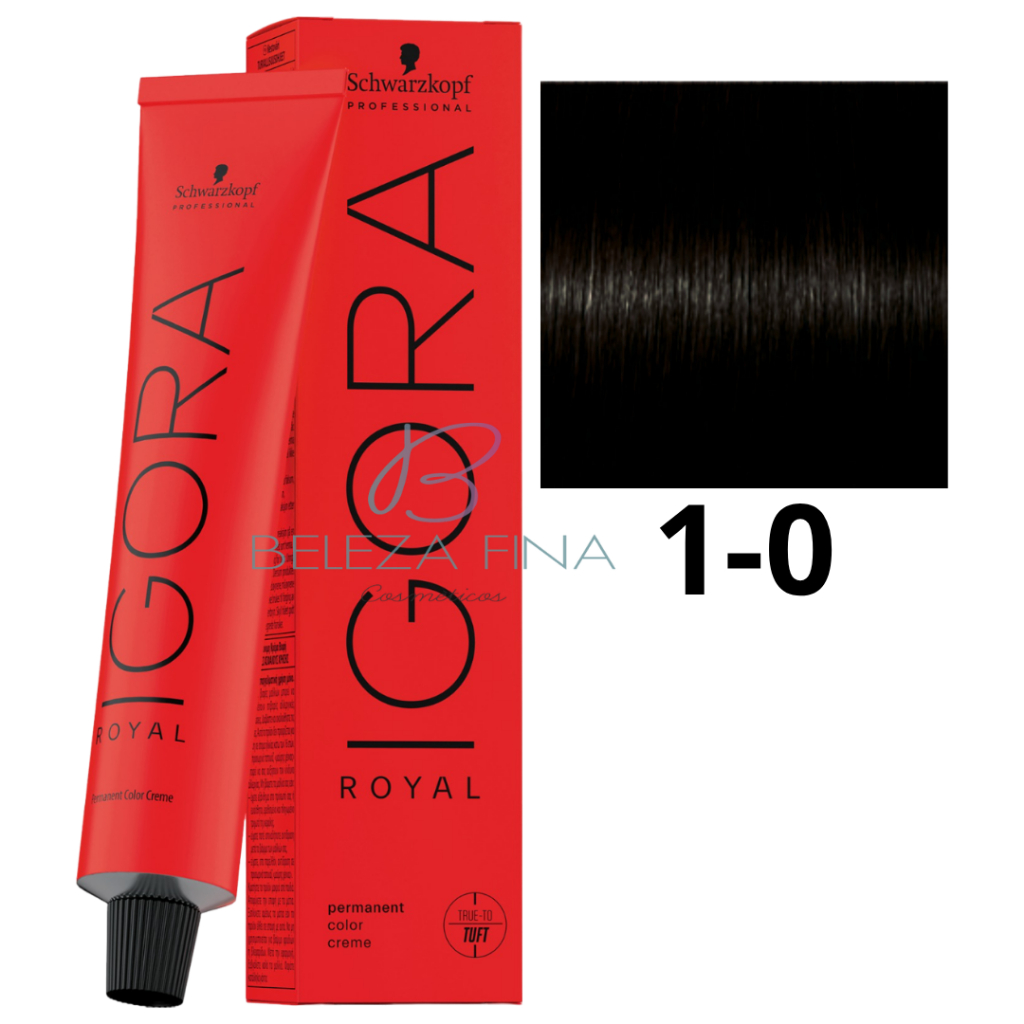 Coloração Schwarzkopf Igora Royal Tintura 1-0 60g PRETO NATURAL