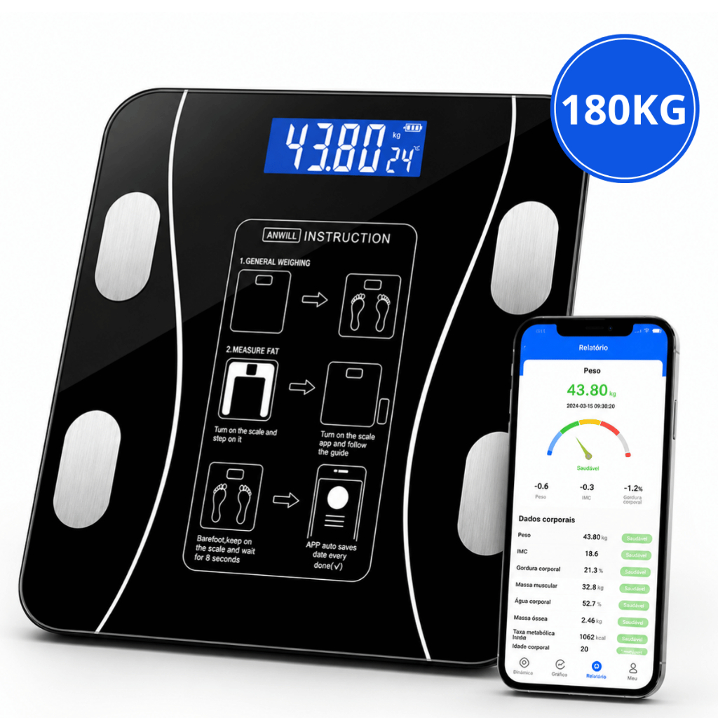 Balança Digital com Bioimpedância e Bluetooth