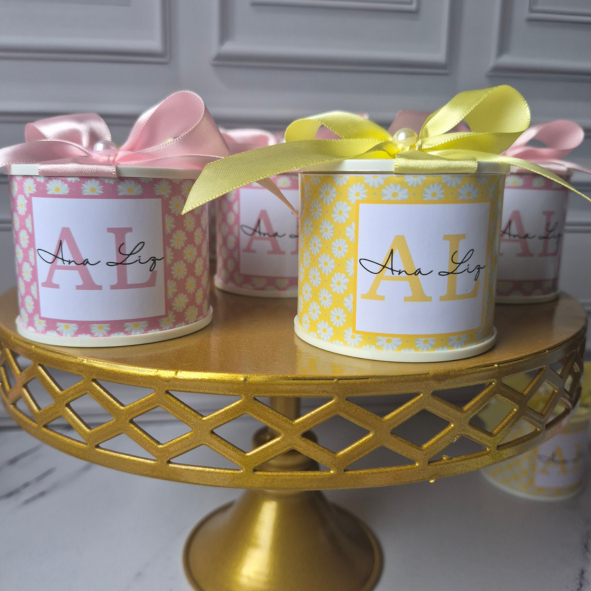 Lembrancinha kit mini Tubolata 5x6 Personalizada Tema Margaridas maternidade chá de bebê aniversario