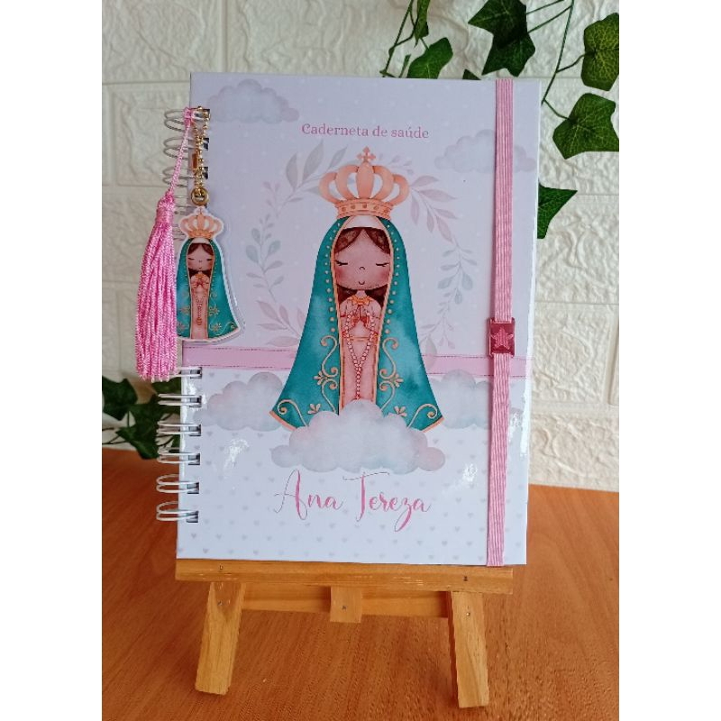 Caderneta de vacinação personalizada feminina atualizada 7° edição| Nossa Senhora Aparecida Rosa| Rosa| Caderneta menina
