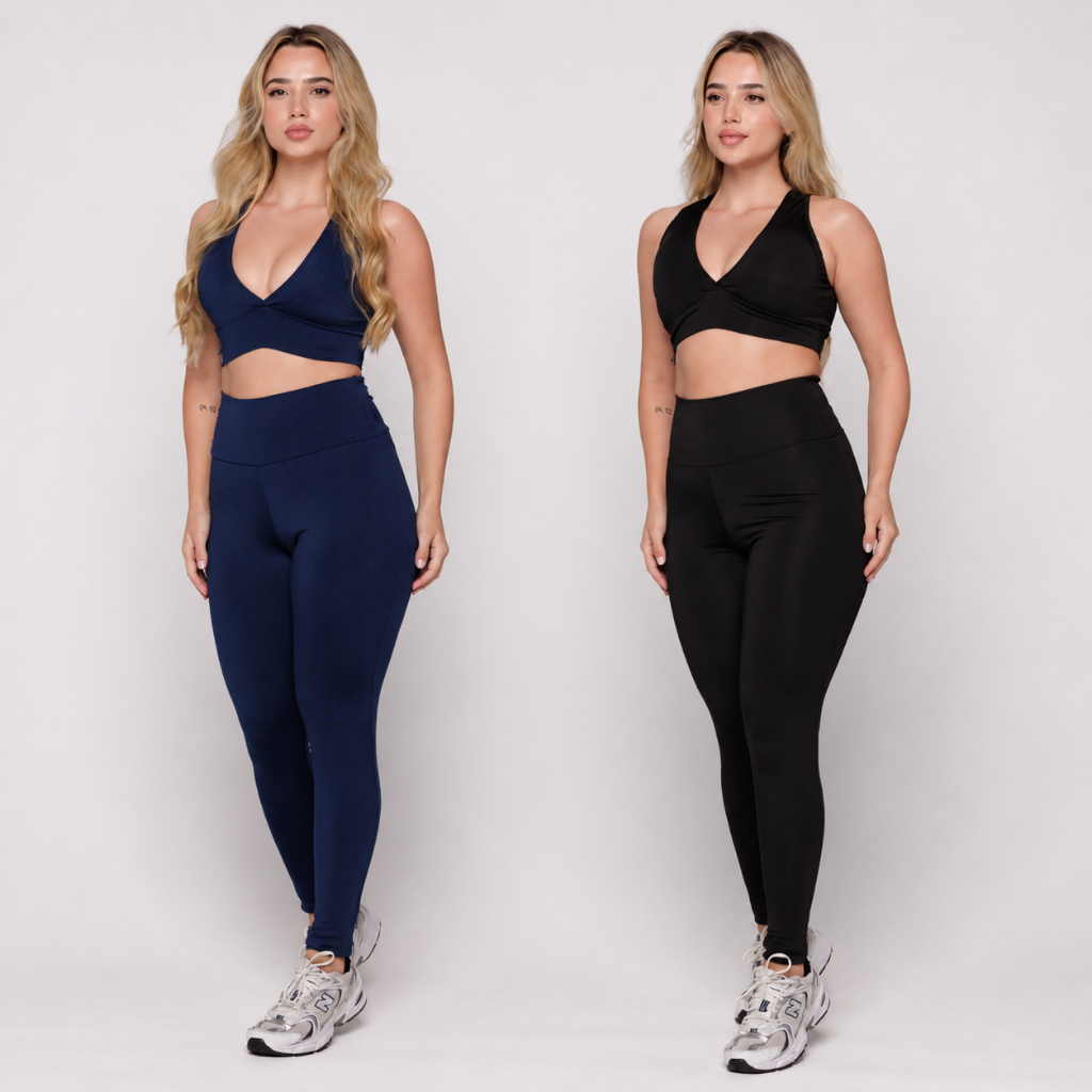 Conjunto Fitness Feminino Academia Legging Cintura Alta Forro Duplo AQN SPORT