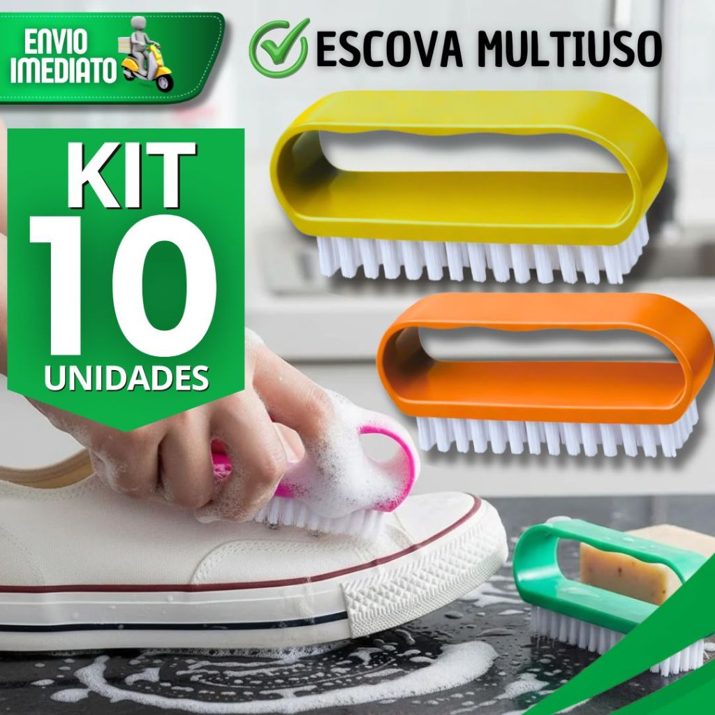 Escovas Multiuso com Alça para Lavar Tênis Sapatos Roupas  Escovinha Limpeza Casa Utilidades