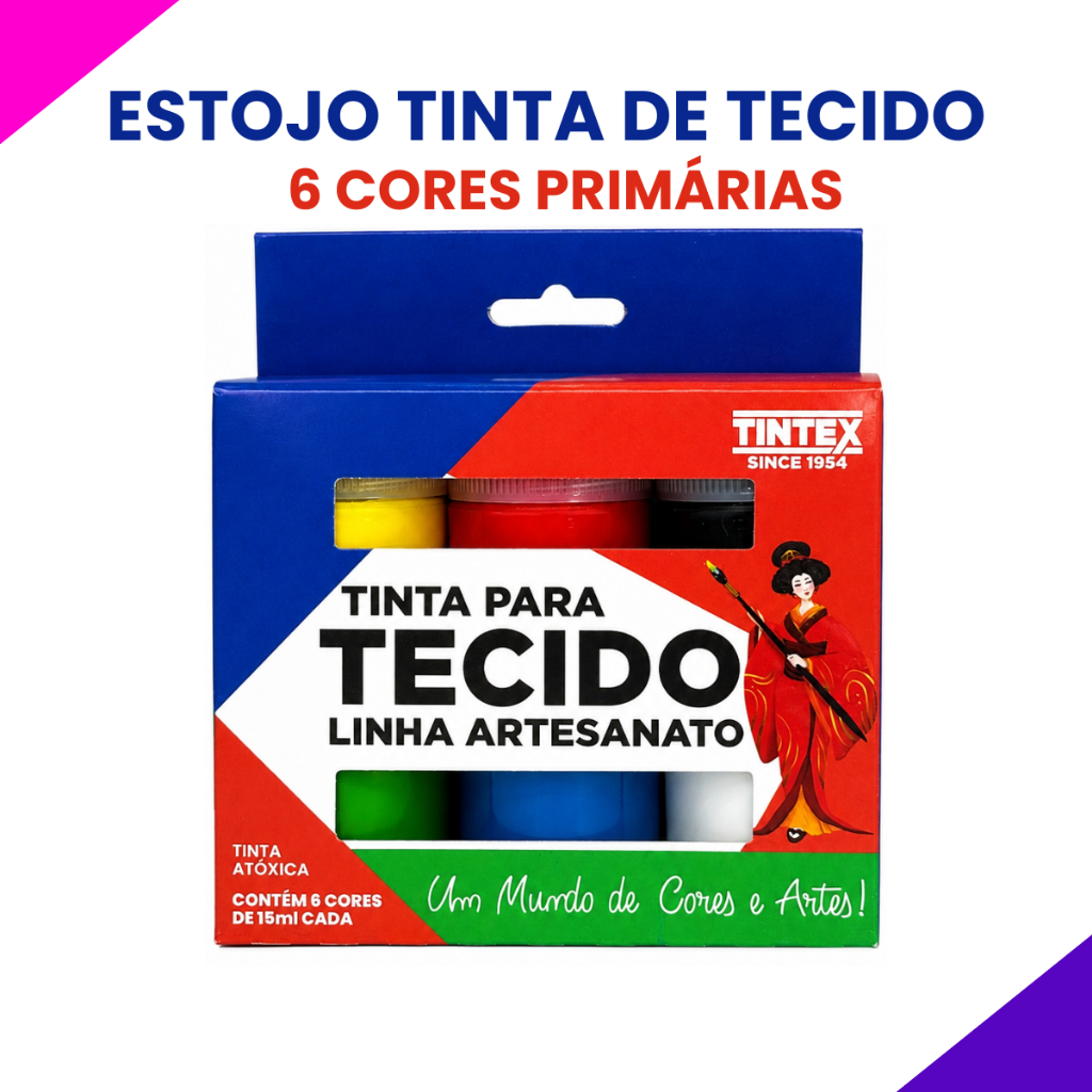 Estojo Tinta para Tecido Fosca - TINTEX | 6 cores 15ml cada