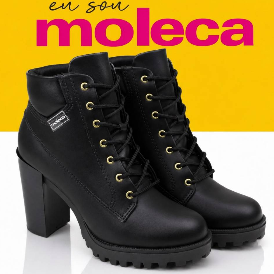 Bota Coturno Moleca Cadarço Salto Grosso meia pata Tratorada Original