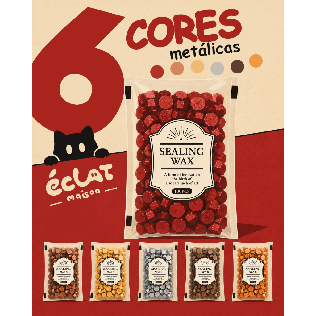100 un - Cera Metálica para Lacre de Sinete - Convites de Casamento, Festas, Presentes e Artesanato